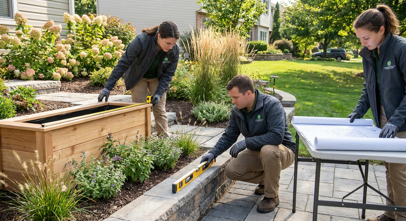OA Landscape Design — designer reviewing plans on site